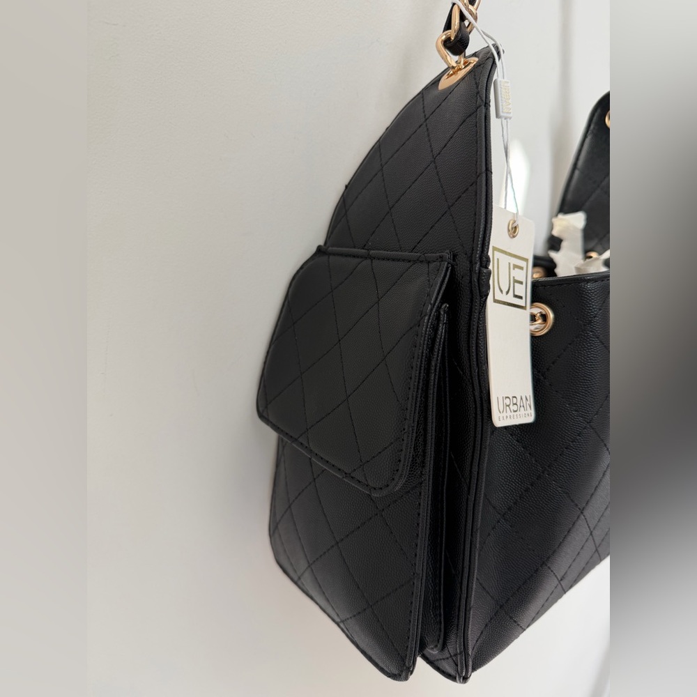 Viral Urban Expressions Black Quilted Shoulder Bag - Picture 4 of 6